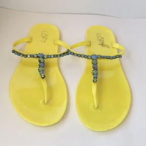Ann Taylor loft yellow jeweled jelly sandals size9
